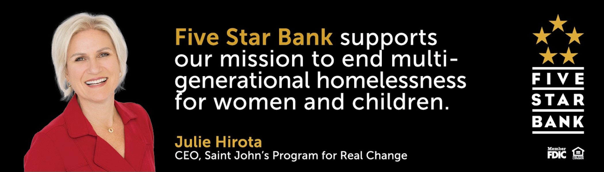 Billboard featuring Julie Hirota, CEO, Saint John's Program for Real Change