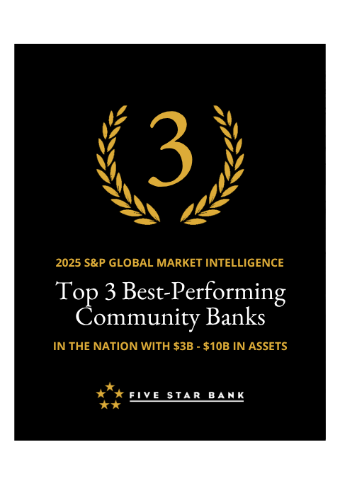 Top 3 Best Performing Community Banks in the nation in 2025 by S&P Global ranking